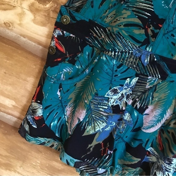 MUDD tropical print lightweight bib overall romper shorts size XS - Picture 4 of 10